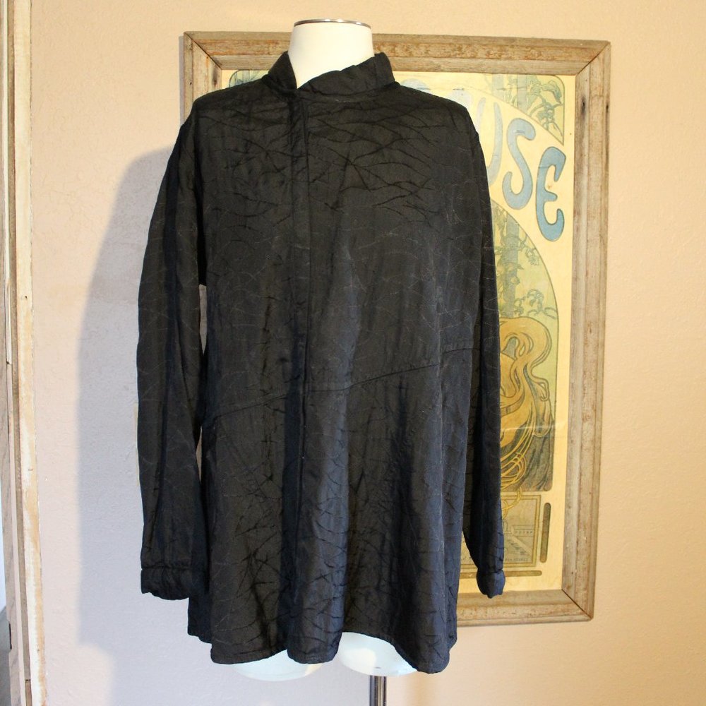 FLAX by Jeanne Engelhart reversible asymmetric closure loose fit jacket Sz.S/L